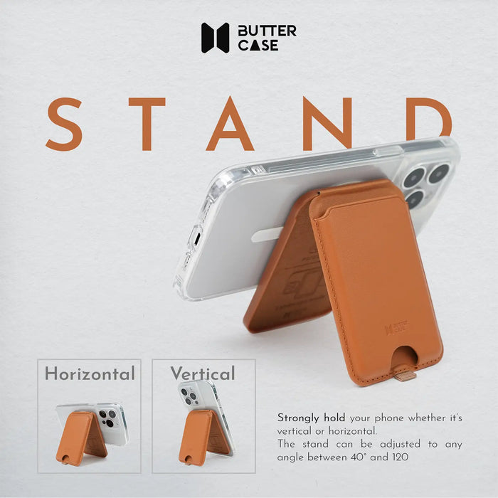 BUTTERCASE Magnetic Card Wallet with Stand, Caramel